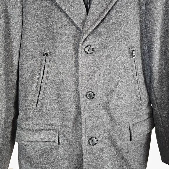 Sisley Men's Long Gray Wool Blend  Peacoat Size Euro size 50 US 40 Medium/Large - Picture 6 of 9